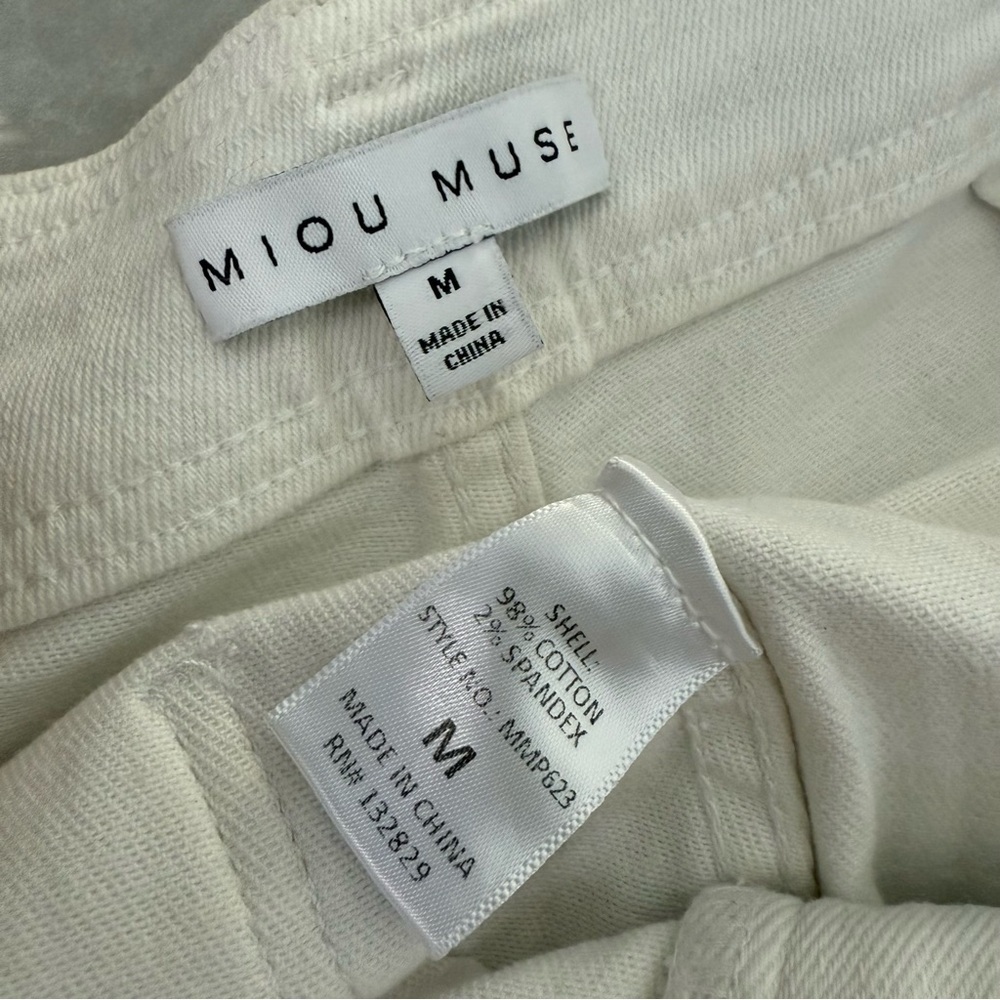 Women’s Miou Muse Straight Wide Leg Denim Pants Raw Hem Size Medium - Picture 12 of 16